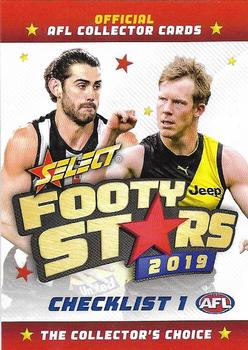 2019 Select Footy Stars #1 Checklist 1 Front